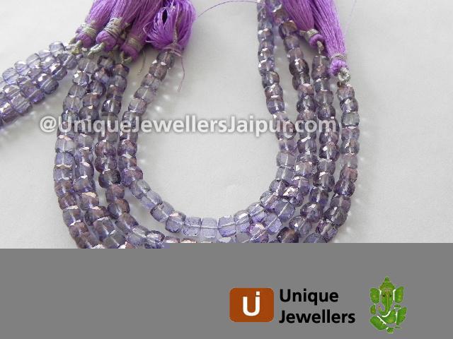 Purple Quartz Faceted Cube Beads